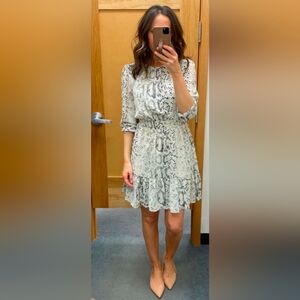 J Crew Women’s Dress Cinch Waist Snakeskin Black White Long Size XXS